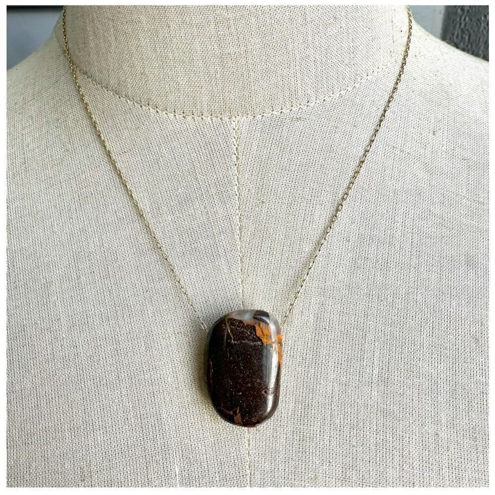 Gold filled boulder opal pendant necklace